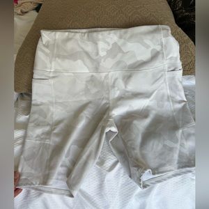 White & Gray Biker Shorts